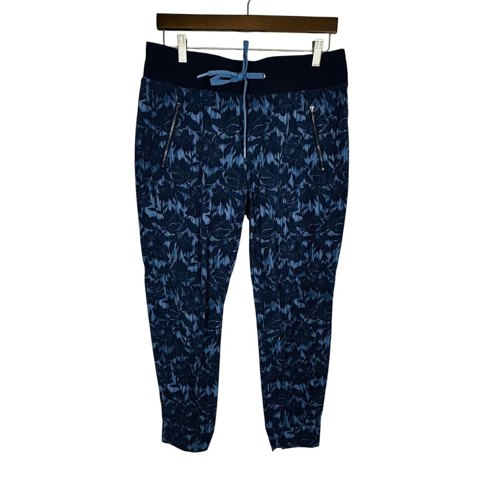 Athleta Floral Trekkie North Printed Jogger Sz 12 Ethereal Bloom Blue Athleisure